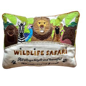 Tag WILDLIFE SAFARI Embroidered Pillow - Kid's Room Animals All Things Bright..